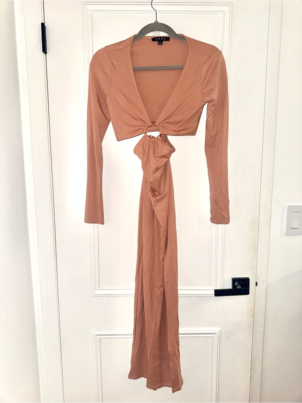 FORE Long Sleeve Cutout Maxi Dress | Peach | Size Small